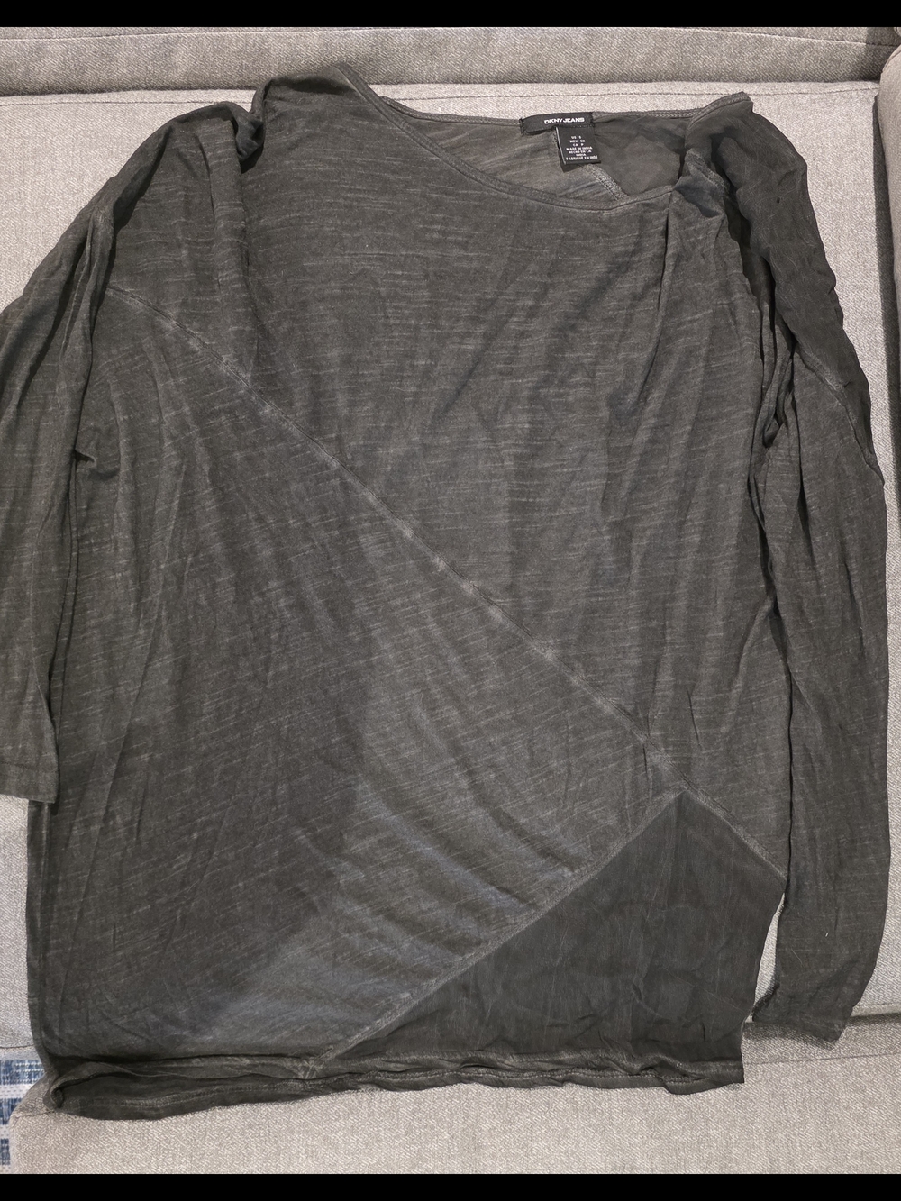 Sheer Gray DKNY Lightweight Long Sleeve Top